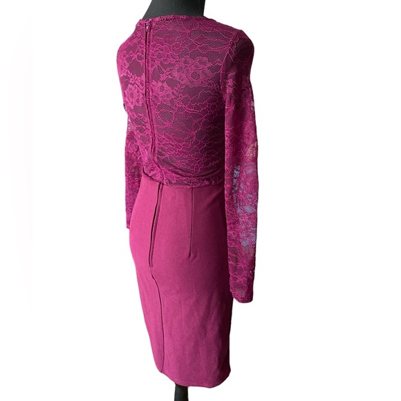 Vintage Charlotte Russe Amaranth Magenta Lace Pencil Dress - Picture 10 of 14
